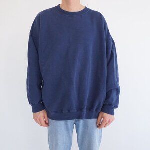 Vintage Hanes Navy Ultimate Cotton Crewneck Blank Boxy Sweatshirt 2XL